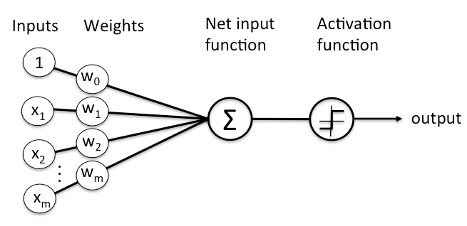 Flow of information in an artificial neuron.