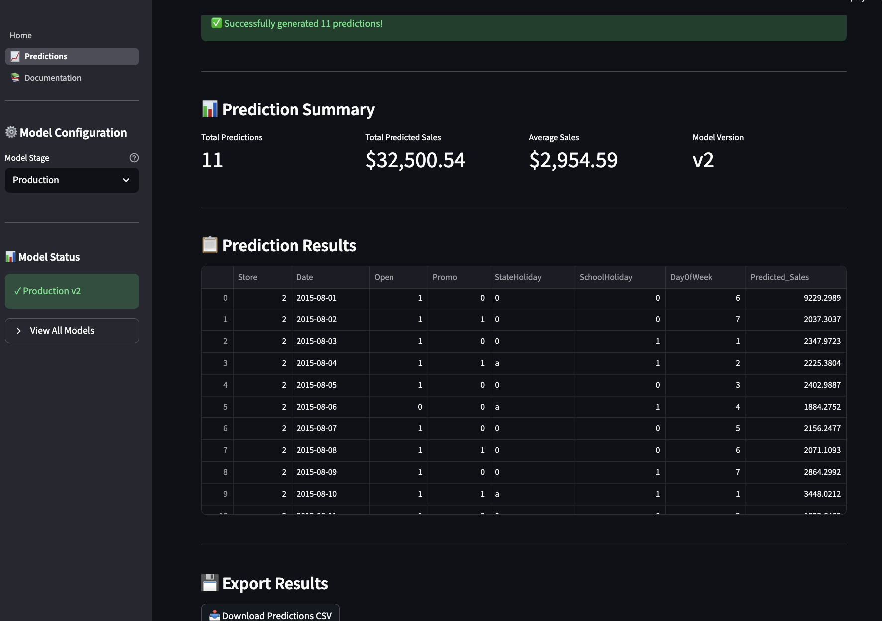 Batch Predictions Interface