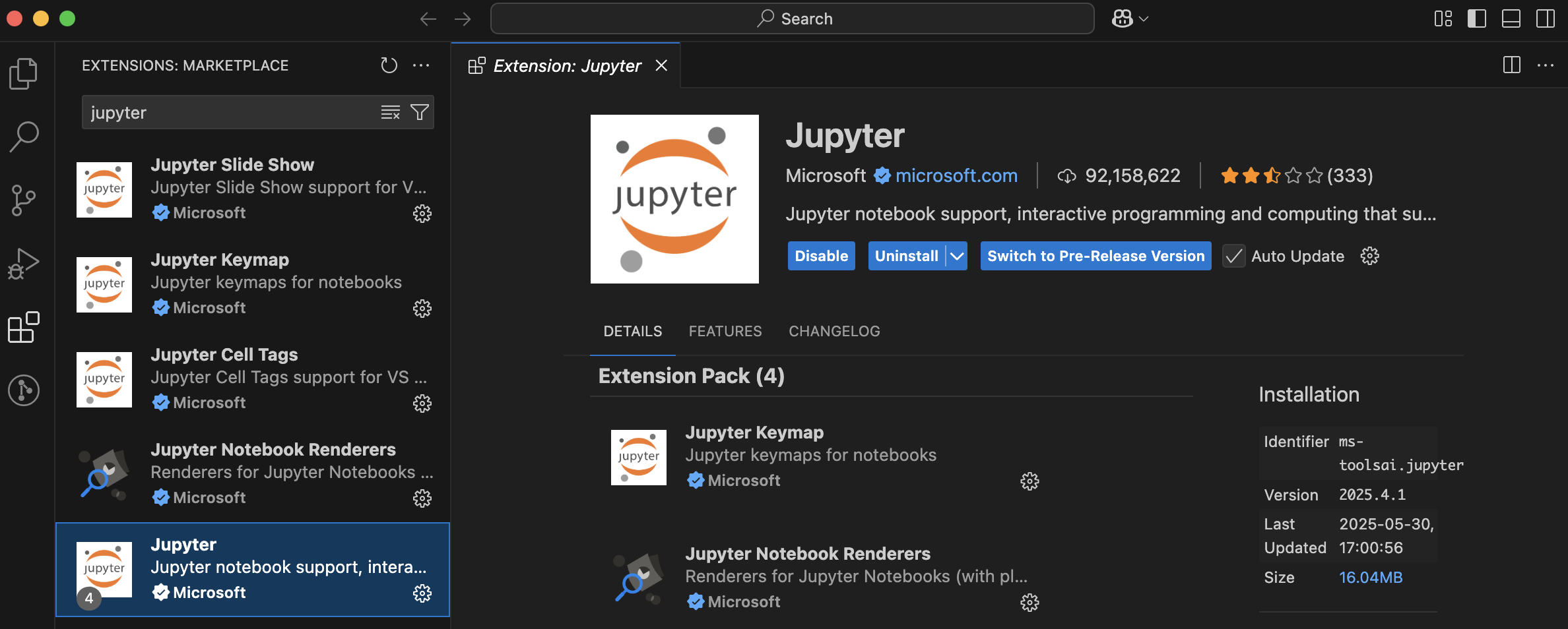 Jupyter extension