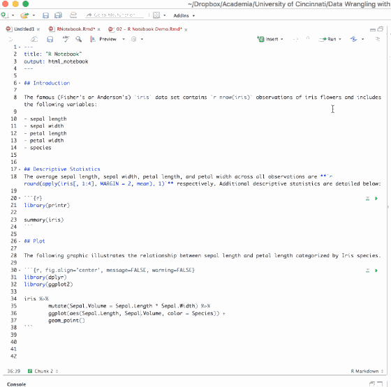 Interactiveness of an R Notebook.