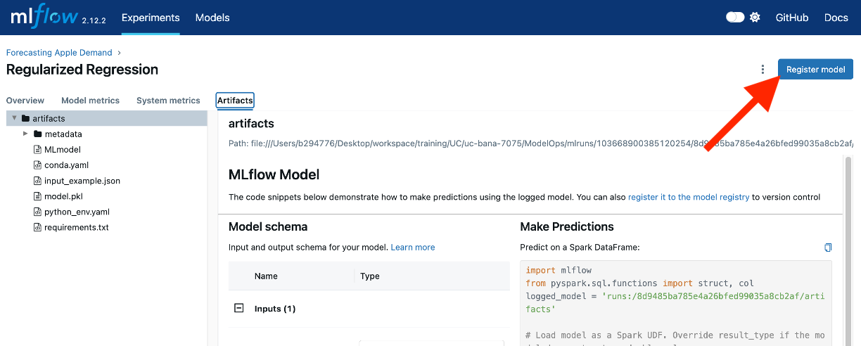 MLflow Artifact UI